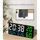 Black Background With Blue,Green and White Light Sleek Large LED Digital Wall & Desk Clock - Remote Control, Temperature, Humidity, Dual Alarms, Calendar