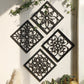 Black Set of 4 Intricate Black Wooden Wall Art Panels - Diamond Mandala Style Home Decor Plaques
