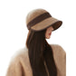 Brown Elegant Warm Bucket Hat - Minimalist Color Block Design, Face-Slimming Style for Autumn & Winter