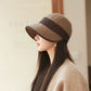 Coffee Elegant Warm Bucket Hat - Minimalist Color Block Design, Face-Slimming Style for Autumn & Winter