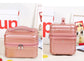 Pink Durable Hard Shell Makeup Travel Case - Large Capacity Portable Cosmetic Organizer Box with Handle