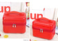 Red Durable Hard Shell Makeup Travel Case - Large Capacity Portable Cosmetic Organizer Box with Handle