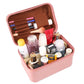 Red Durable Hard Shell Makeup Travel Case - Large Capacity Portable Cosmetic Organizer Box with Handle
