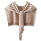Khaki Chic Striped Knit Tie-Front Shawl - Lightweight Versatile Layering Capelet for Women