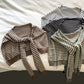 Khaki Chic Striped Knit Tie-Front Shawl - Lightweight Versatile Layering Capelet for Women
