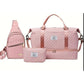 Pink Chic 3-Piece Quilted Travel Bag Set - Duffel, Crossbody Sling & Toiletry Pouch - Large Capacity & Lightweight