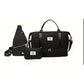 Black Chic 3-Piece Quilted Travel Bag Set - Duffel, Crossbody Sling & Toiletry Pouch - Large Capacity & Lightweight