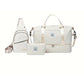 White Chic 3-Piece Quilted Travel Bag Set - Duffel, Crossbody Sling & Toiletry Pouch - Large Capacity & Lightweight