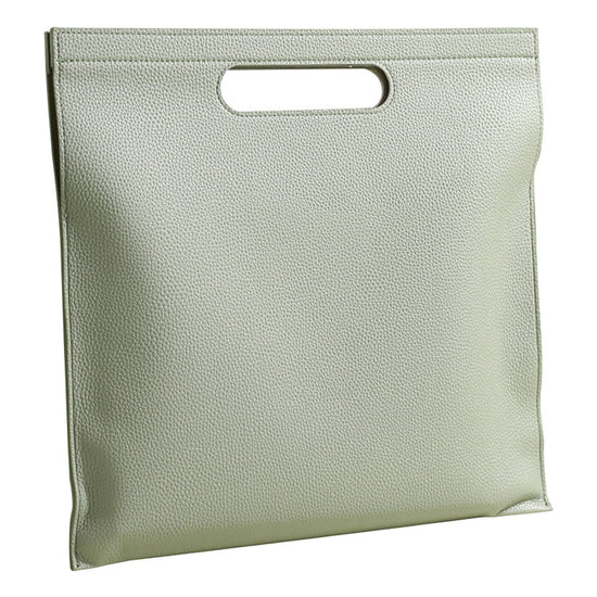 Light Green Professional A4 PU Leather Document Bag - Waterproof Handheld File Folder Portfolio for Business & Conference