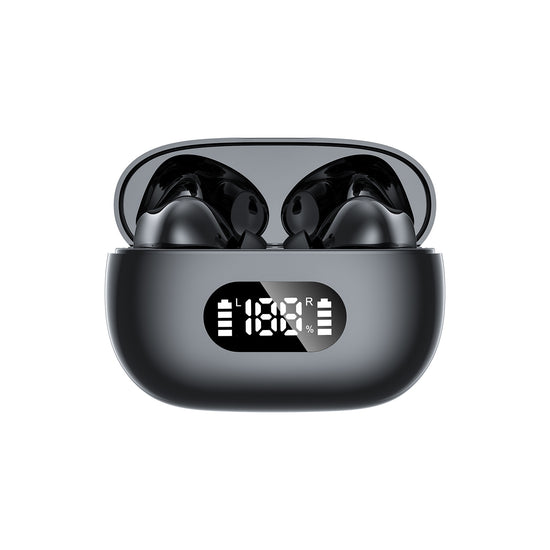 Black ProBeat X5 TWS Earbuds: Bluetooth 5.3, LED Smart Display Case, Intuitive Touch Controls, Extended Playtime