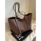 Brown Chic Woven PU Leather Tote Bag - Large Capacity Casual Shoulder & Handbag for Women