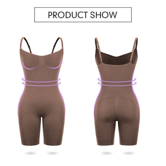Size XXL Brown Seamless Full Body Shaper for Women - Tummy Control, Butt Lifter & Thigh Slimmer Bodysuit
