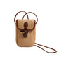 Khaki Boho Chic Woven Straw Crossbody Bag - Colourful Striped Mini Phone Pouch with Toggle Closure