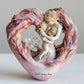 Pink Heartfelt Mother & Two Children Resin Figurine - "Love Grows Here" Decorative Home Accent Sculpture