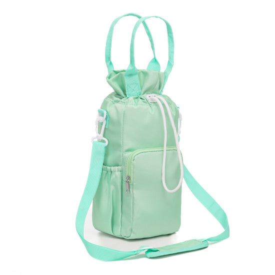 Green Insulated Tumbler Carrier Bag - Crossbody Water Bottle Holder with Pockets & Adjustable Strap for Large Cups (Note: cup not included)
