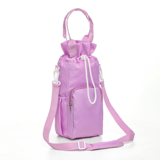 Purple Insulated Tumbler Carrier Bag - Crossbody Water Bottle Holder with Pockets & Adjustable Strap for Large Cups (Note: cup not included)