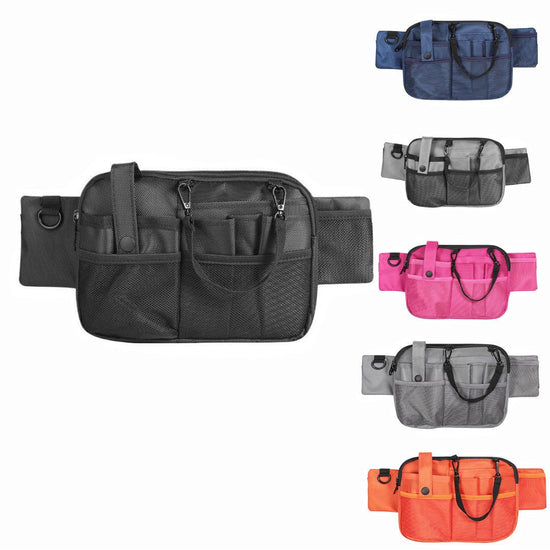 Black Nurse Utility Belt Bag - Multi-Pocket Medical Organizer Waist Pack for Tools & Essentials