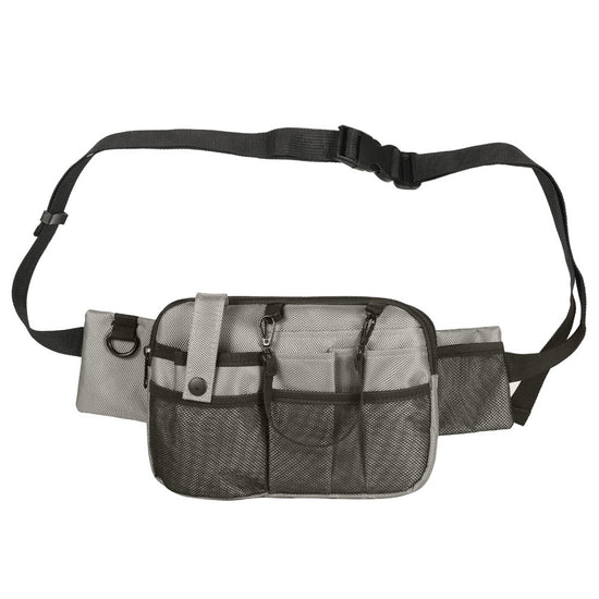 Grey and Black Nurse Utility Belt Bag - Multi-Pocket Medical Organizer Waist Pack for Tools & Essentials