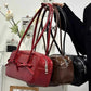Red Chic PU Leather Baguette Shoulder Bag - Elegant Bow Accent Underarm Handbag for Women