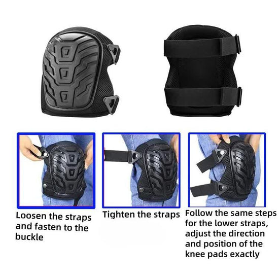 1 Pair Black Professional Hard Shell Knee Pads - Heavy Duty Protection for Work, Construction, Gardening & Outdoor Sports