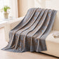 Brown,Taupe and Blue Elegant Patterned Throw Blanket - Soft Polyester Nap & Sofa Cover, 185x135cm Lightweight AC Blanket