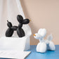 Light Blue Modern Resin Balloon Dog Sculpture - Playful Art Figurine with Golden Snout Accent