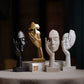 White Style 3 Elegant Abstract Face Sculpture - Modern Resin Art Figurine, Hand & Mask Home Decor Accent