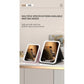 Pink Large Foldable LED Makeup Mirror - Portable Desktop Vanity with 3 Color Lights, Stepless Dimming & Adjustable Stand