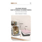 Pink Small Foldable LED Makeup Mirror - Portable Desktop Vanity with 3 Color Lights, Stepless Dimming & Adjustable Stand