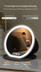 White Large Round Foldable LED Makeup Mirror - 22cm Desktop Vanity with 3 Color Lights & Stepless Dimming