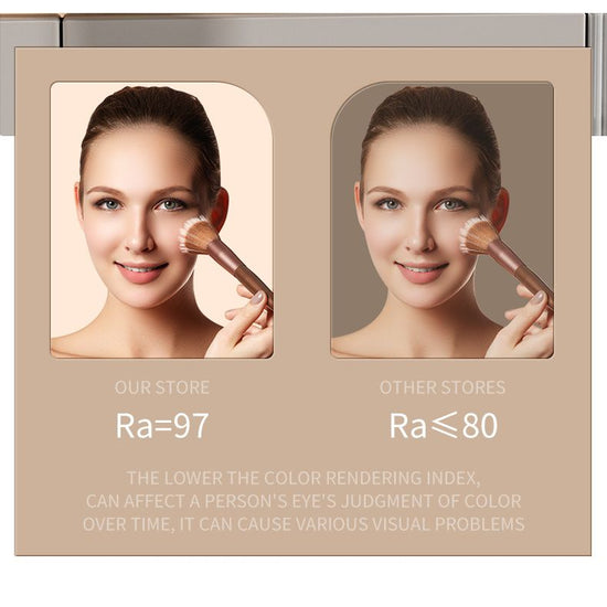 Pink Professional LED Vanity Mirror - 3 Color Lights, Stepless Dimming & Adjustable Rotating Stand, USB-C Rechargeable