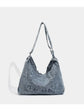 Blue Retro Washed Denim Hobo Bag - Large Capacity Shoulder & Crossbody Tote for Casual Everyday & Commute