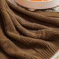 Brown Cozy Lightweight Acrylic Knit Throw Blanket - Diamond Waffle Texture for Sofa, Bed & Travel