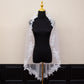 White Elegant Long Bridal Veil with Pearl Accents & Lace Edge - Includes Metal Comb