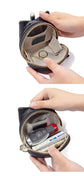 Khaki Leather Frog Design Coin Purse - Cute Cartoon Mini Wallet Pouch for Keys & Coins with Keyring