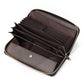Grey Premium Genuine Leather RFID Blocking Long Wallet - Unisex Multi-Card Organizer Clutch with Zip-Around Closure