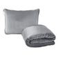Grey 2-in-1 Plush Travel Blanket & Pillow Set - Soft Flannel with Luggage Strap & Carabiner (50x60in)