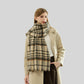 Black Chic Plaid Winter Scarf - Large Soft Polyester Shawl Wrap with Tassels, Korean Inspired Fashion
