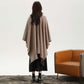 Grey Elegant Soft Knit Poncho Cape - Warm Autumn Winter Shawl Wrap with Side Tie, Thick & Luxurious Feel