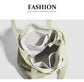 Light Green Stylish Lightweight Seersucker Gingham Tote Bag - Spacious Multi-Pocket Shoulder Bag with Zipper