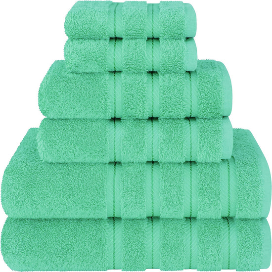 Green Luxury 6-Piece Combed Cotton Towel Bale Set - Ultra Soft & Absorbent Bath, Hand, Face Towels