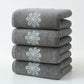 Dark Grey 4-Pack Elegant Blue Floral Embroidered Cotton Hand Towels - Ultra Soft & Absorbent