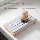 White Natural Diatomaceous Earth Absorbent Drying Tray with Bamboo Base - Quick-Dry Stone Mat for Kitchen & Bathroom Sink