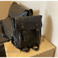 Black Vintage Style PU Leather Backpack - Large Capacity Women&