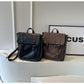 Black Vintage Style PU Leather Backpack - Large Capacity Women&