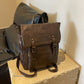 Brown Vintage Style PU Leather Backpack - Large Capacity Women&