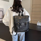 Brown Vintage Style PU Leather Backpack - Large Capacity Women&