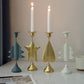 White Elegant Star Metal Candlestick Holder - Decorative Taper Candle Stand for Home, Tabletop & Special Occasions