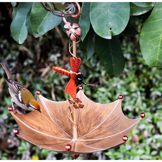 Dragonflies Charming Hanging Umbrella Bird Feeder - Decorative Outdoor Garden Accent