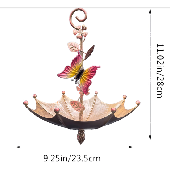 Butterfly Charming Hanging Umbrella Bird Feeder - Decorative Outdoor Garden Accent